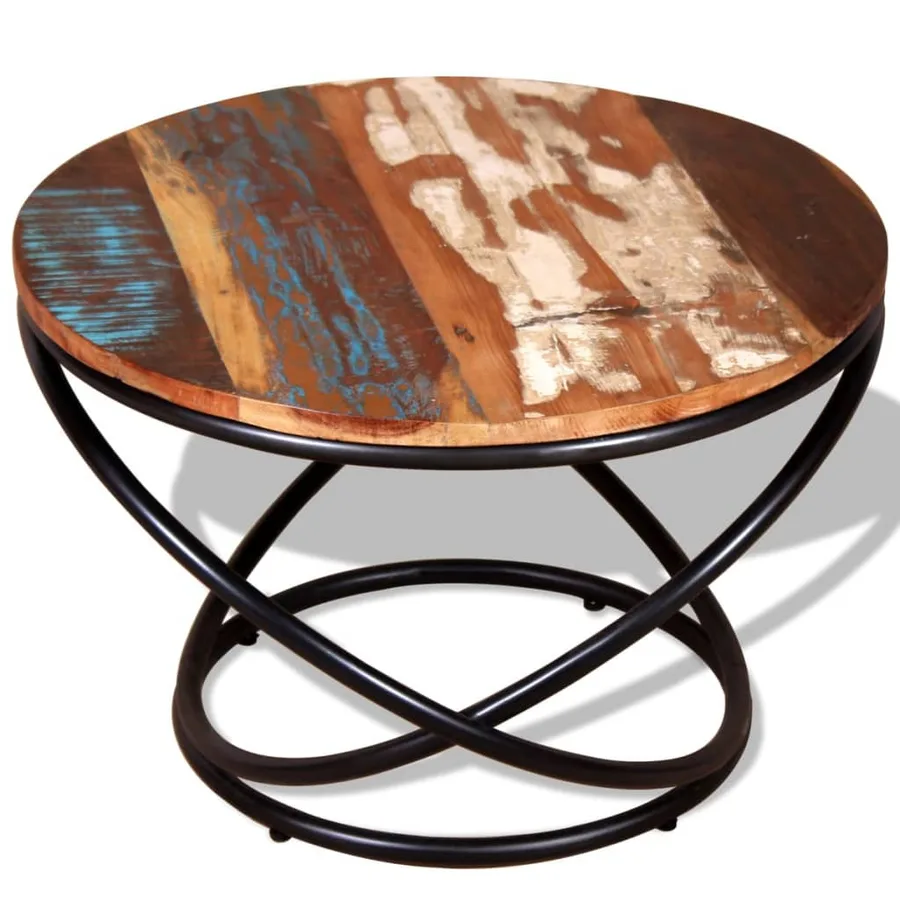 Table basse Bois de récupération massif 60x60x40 cm - 6