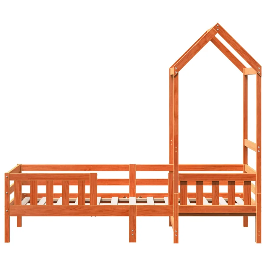 Cadre de lit avec toit sans matelas cire marron 75x190 cm - 7