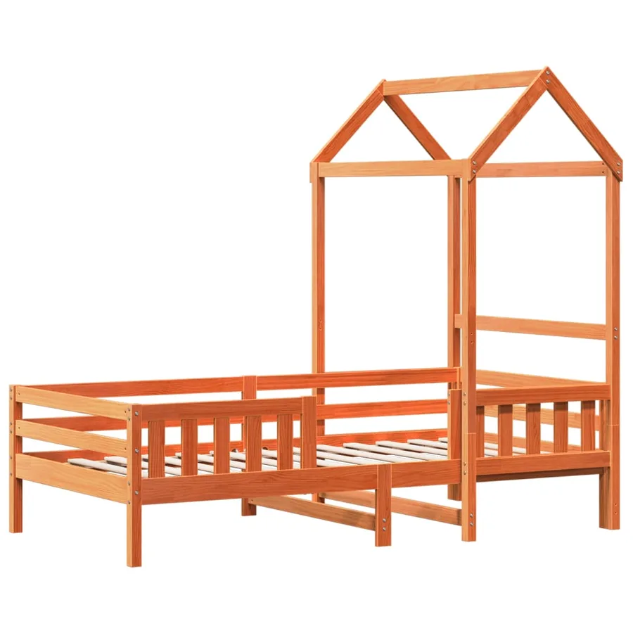 Cadre de lit avec toit sans matelas cire marron 80x200 cm - 3