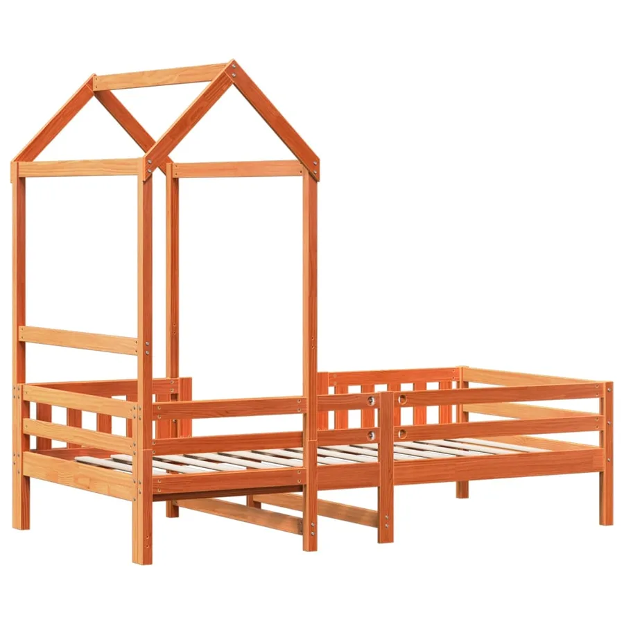 Cadre de lit avec toit sans matelas cire marron 80x200 cm - 8