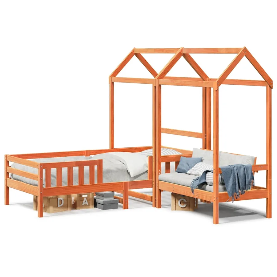 Ensemble de lit et de banc avec toit sans matelas 75x190 cm - 2