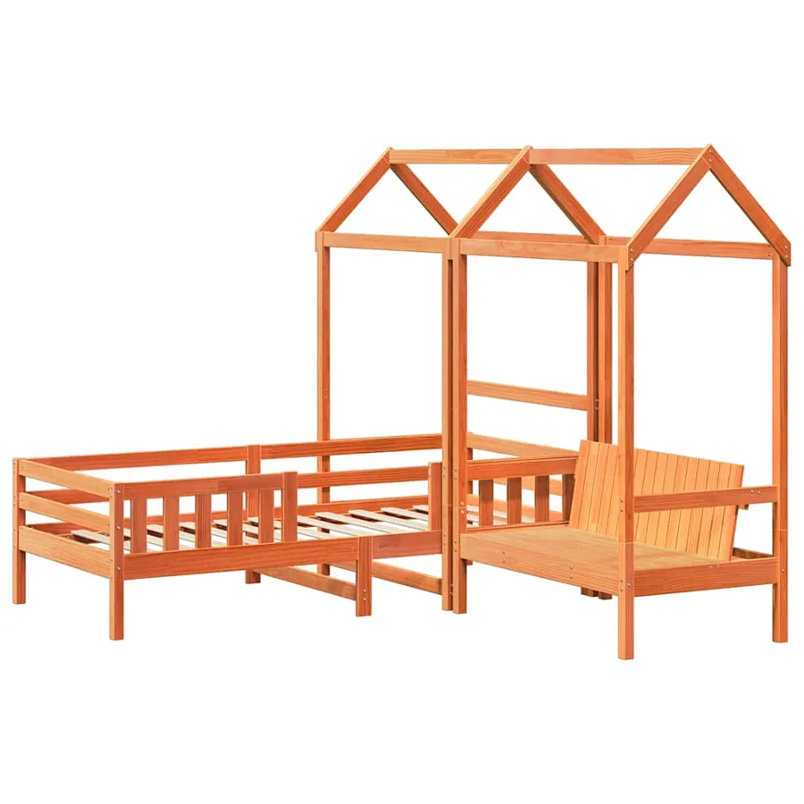 Ensemble de lit et de banc avec toit sans matelas 75x190 cm - 3