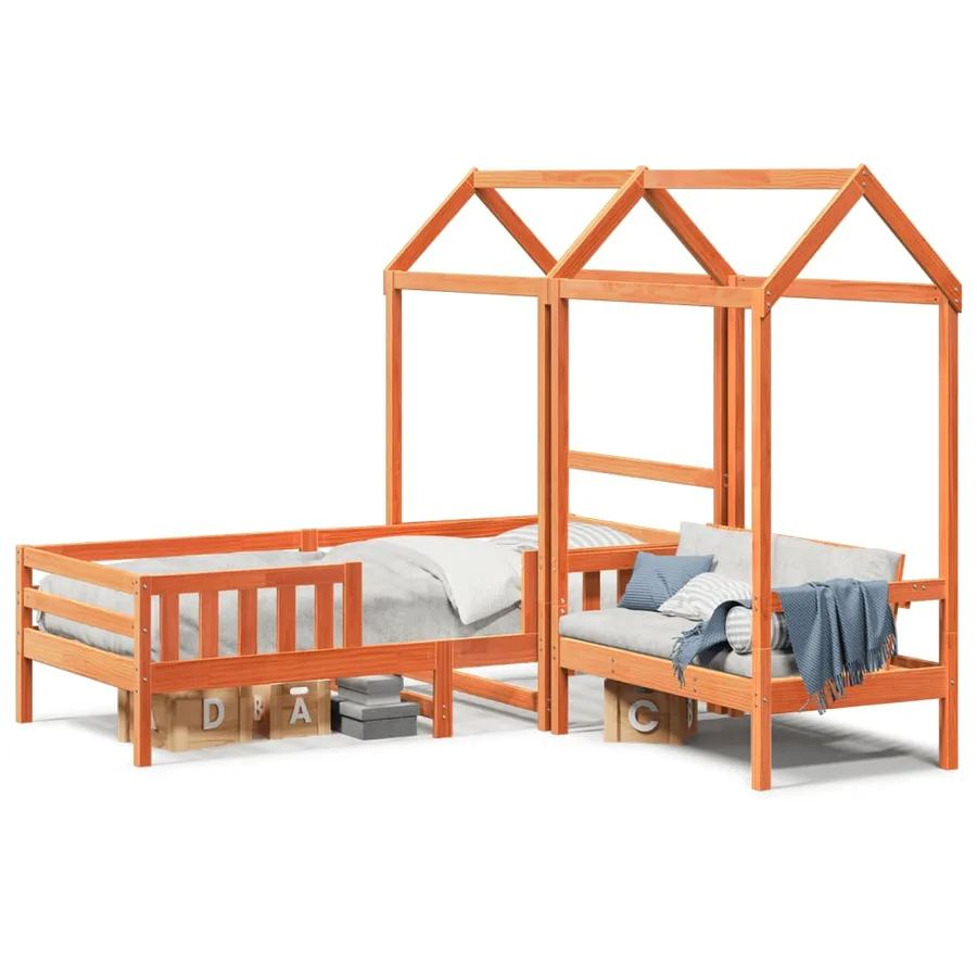 Ensemble de lit et de banc avec toit sans matelas 80x200 cm - 2