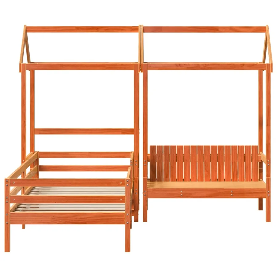 Ensemble de lit et de banc avec toit sans matelas 80x200 cm - 6