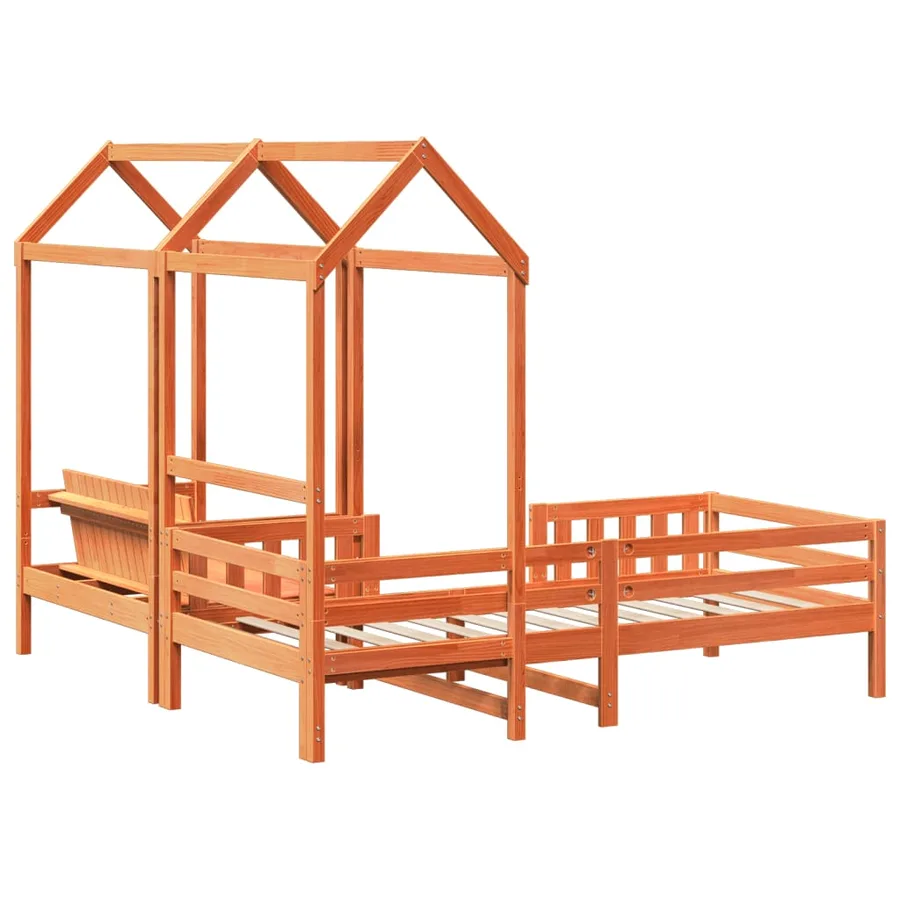 Ensemble de lit et de banc avec toit sans matelas 80x200 cm - 9