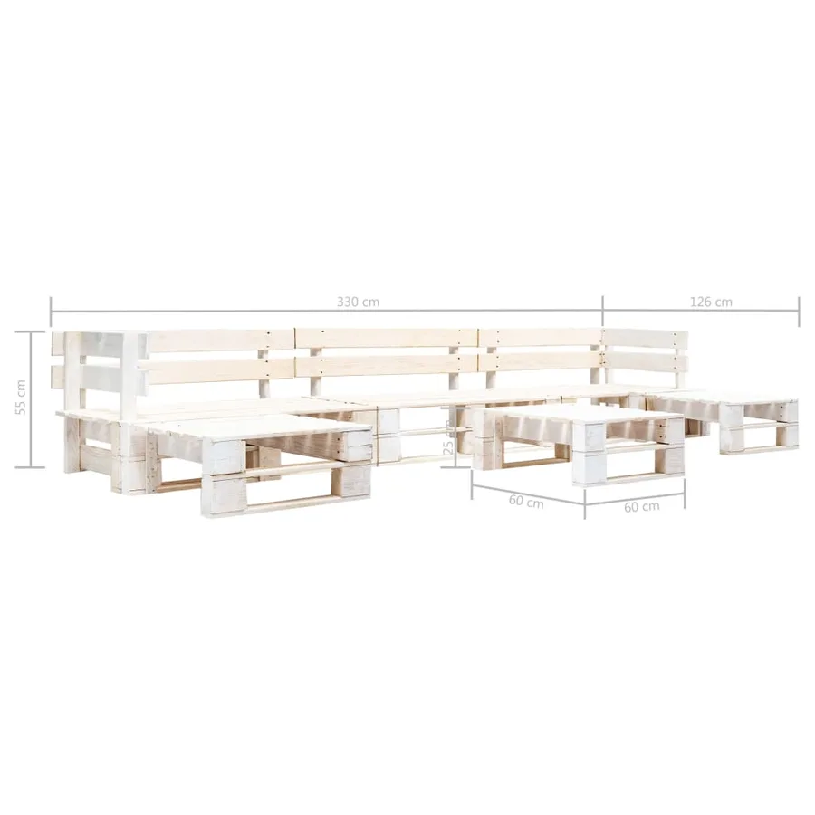Pallet garden lounge set 6 pcs Wood White - 3