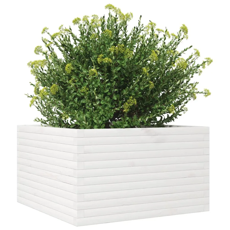 Jardinière blanc 80x80x45,5 cm bois de pin massif - 4