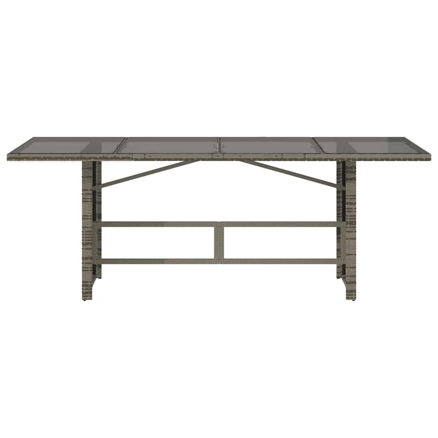 Table de jardin avec dessus en verre gris résine tressée - 4