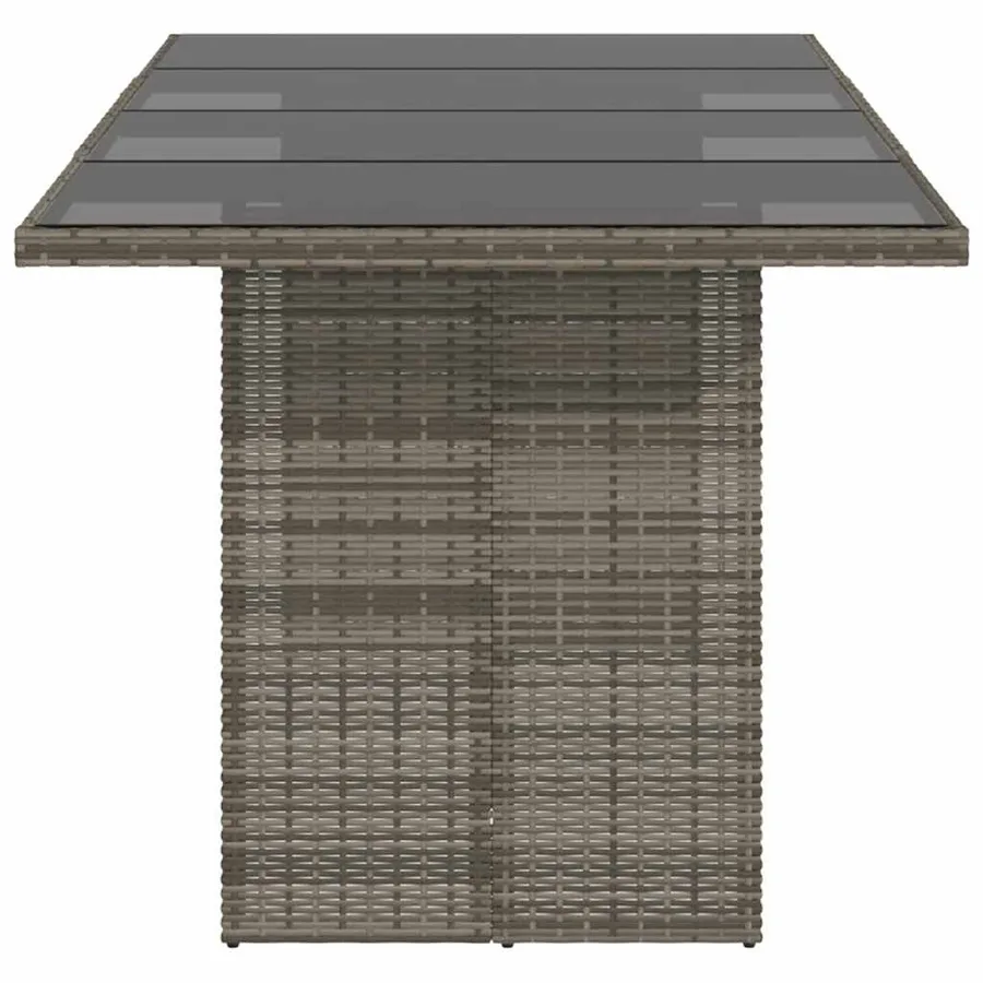 Table de jardin avec dessus en verre gris résine tressée - 5