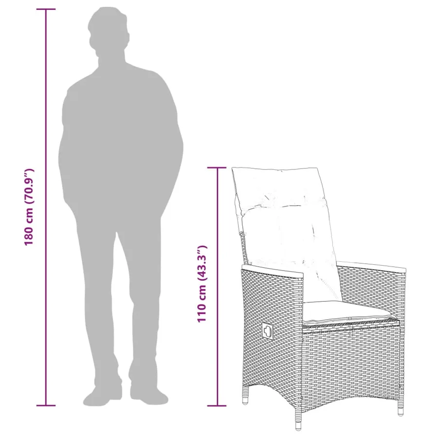 Ensemble à manger de jardin et coussins 7 pcs gris rotin - 13