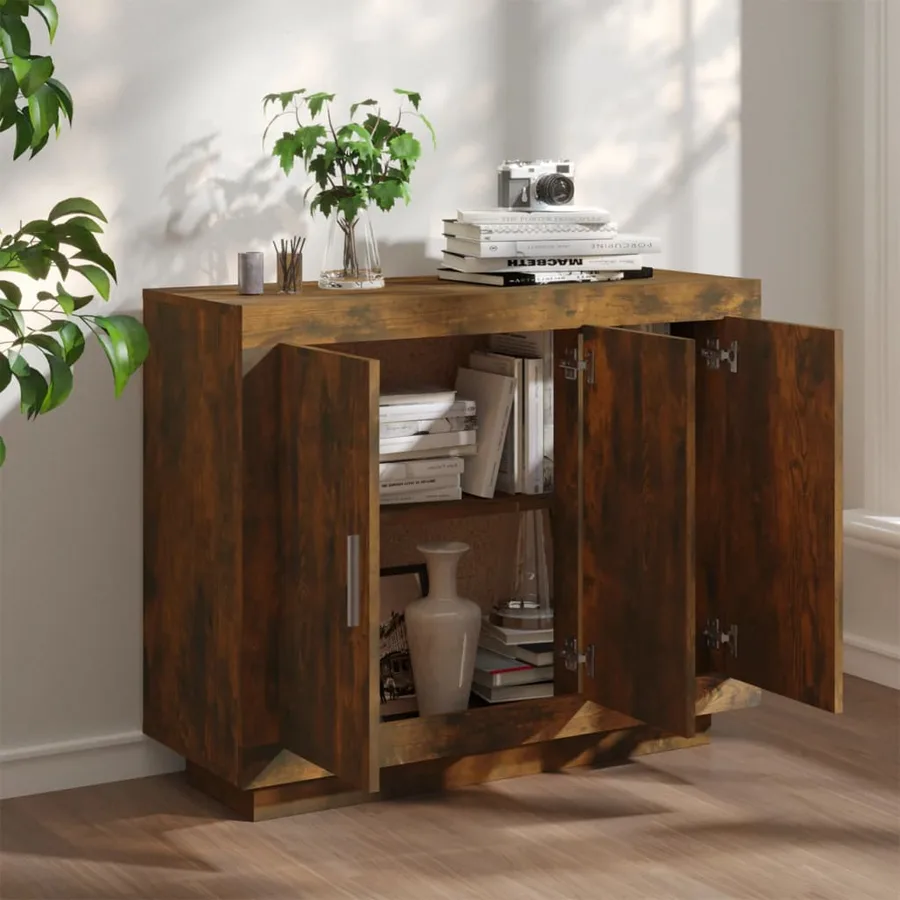 Buffet Chêne fumé 92x35x75 cm Bois d'ingénierie - 3