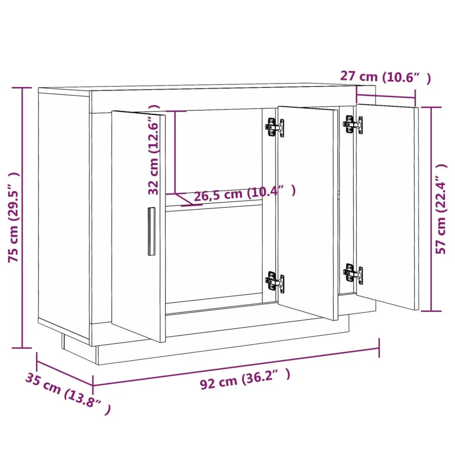 Buffet Chêne fumé 92x35x75 cm Bois d'ingénierie - 8