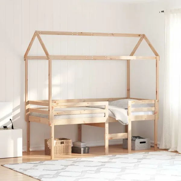 Lit haut sans matelas 90x200 cm bois de pin massif