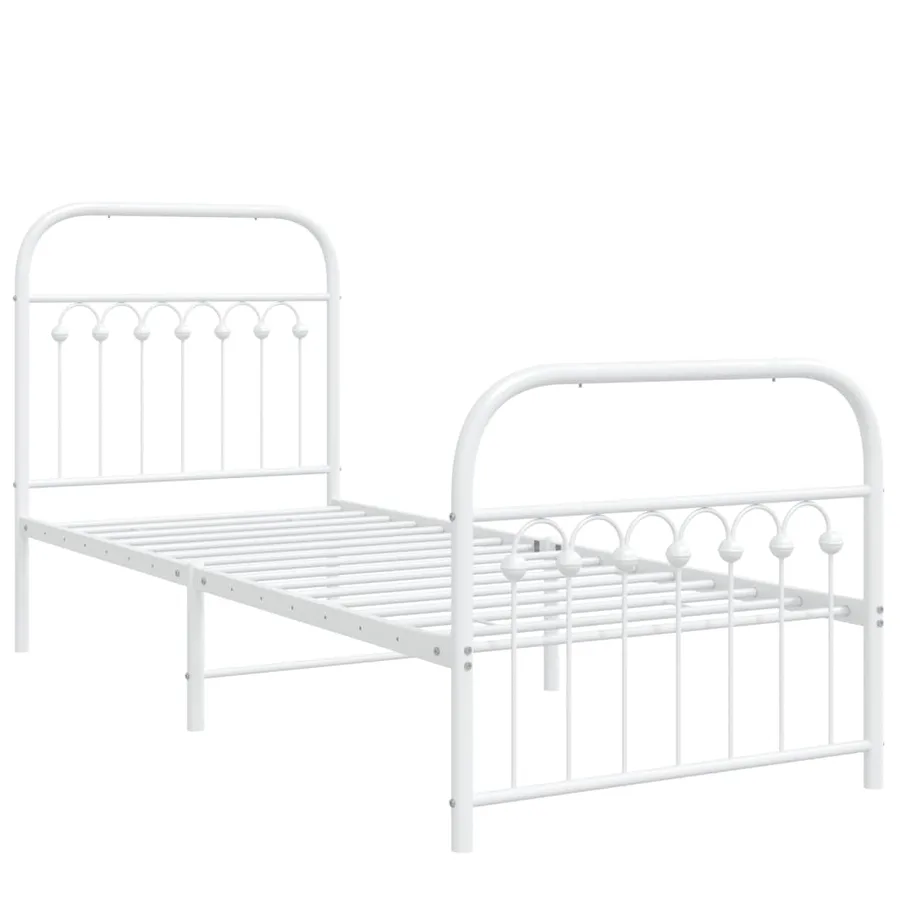 Cadre de lit métal sans matelas avec pied de lit blanc 80x200cm - 3