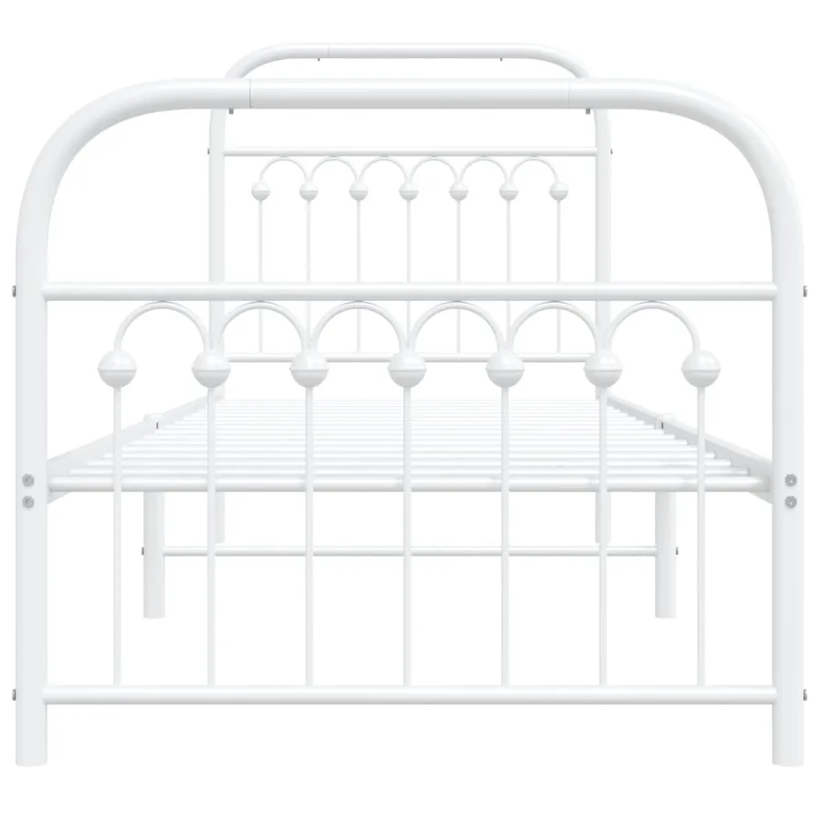 Cadre de lit métal sans matelas avec pied de lit blanc 80x200cm - 4