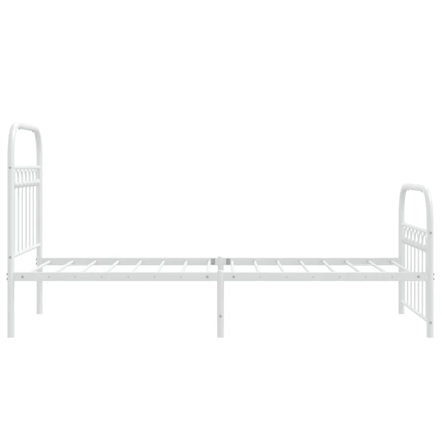 Cadre de lit métal sans matelas avec pied de lit blanc 80x200cm - 5
