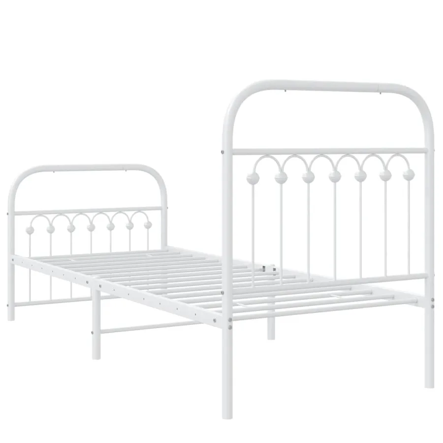 Cadre de lit métal sans matelas avec pied de lit blanc 80x200cm - 6