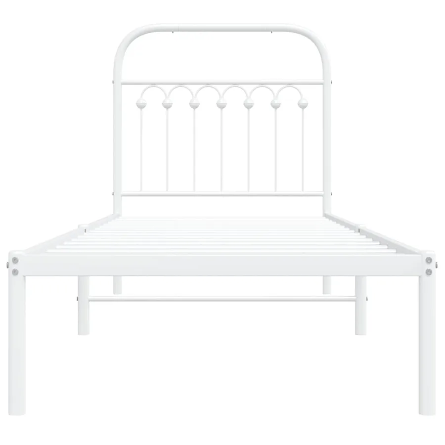 Cadre de lit métal sans matelas avec tête de lit blanc 75x190cm - 4
