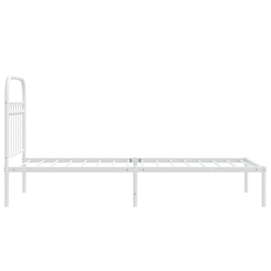 Cadre de lit métal sans matelas avec tête de lit blanc 75x190cm - 5