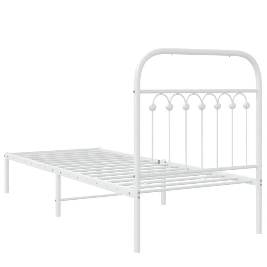Cadre de lit métal sans matelas avec tête de lit blanc 75x190cm - 6