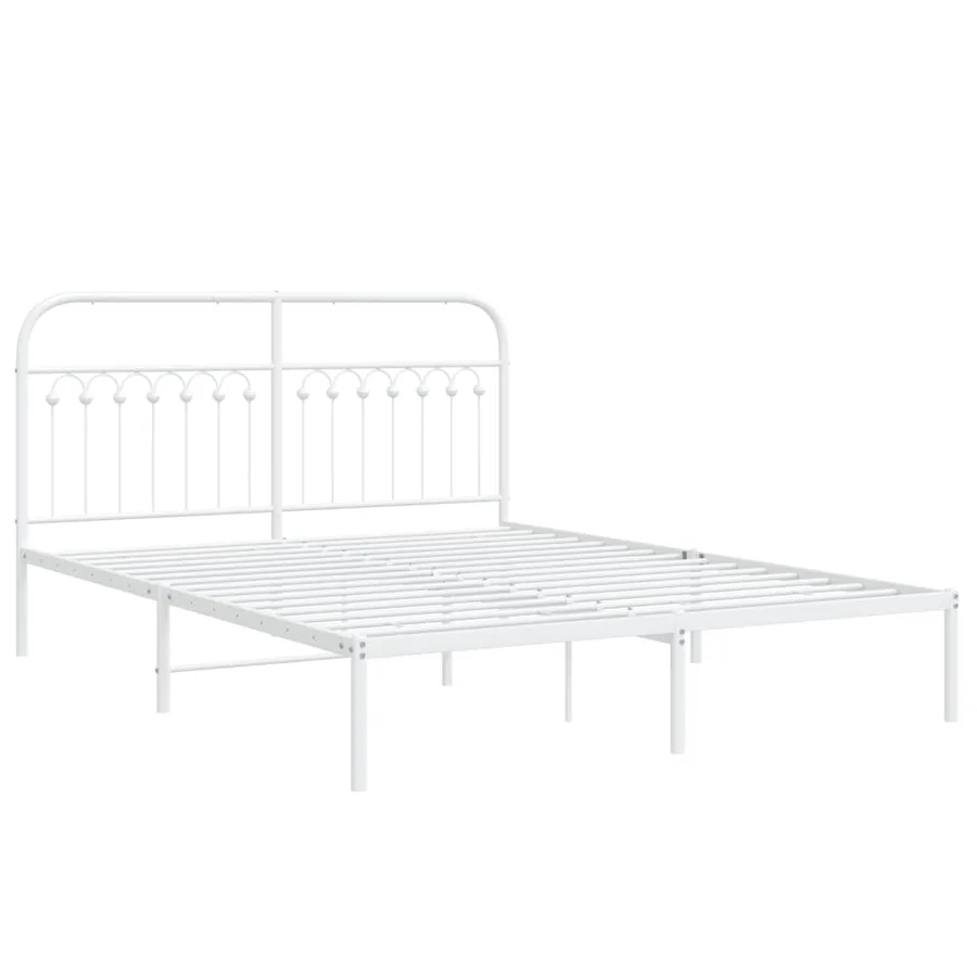 Cadre de lit métal sans matelas et tête de lit blanc 150x200 cm - 3