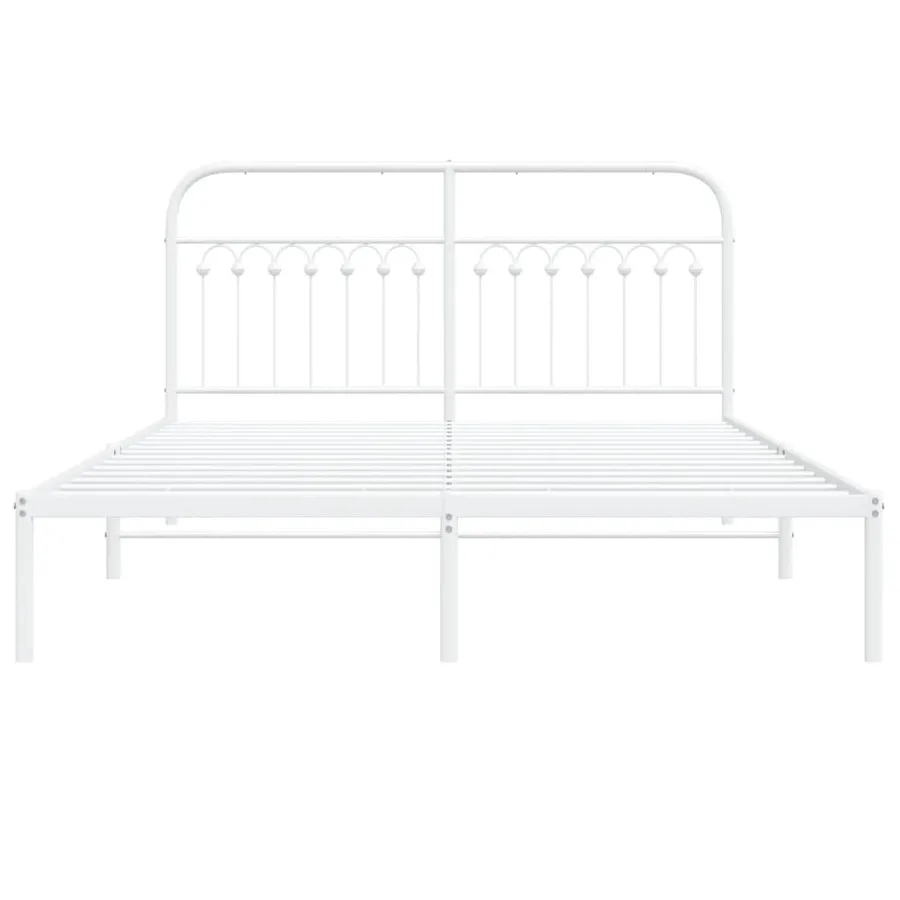 Cadre de lit métal sans matelas et tête de lit blanc 150x200 cm - 4