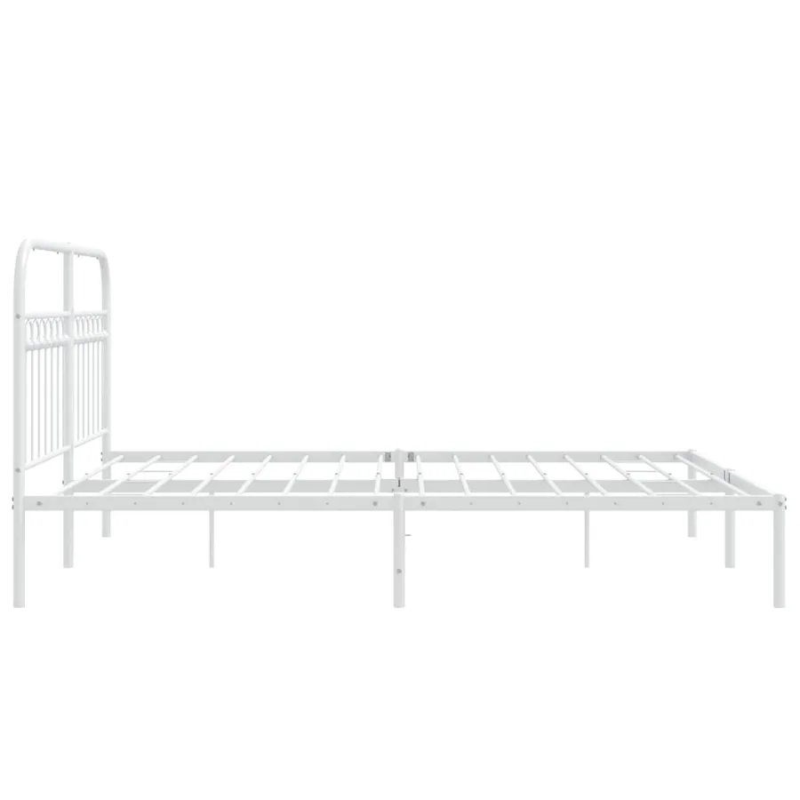 Cadre de lit métal sans matelas et tête de lit blanc 150x200 cm - 5