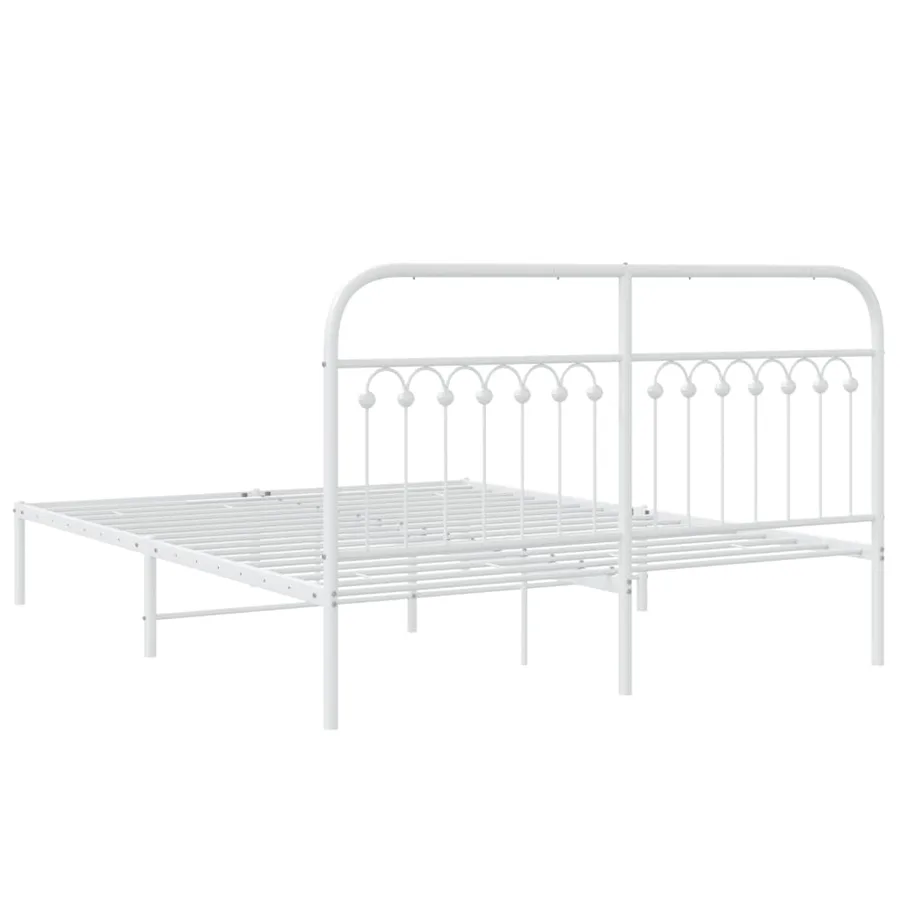 Cadre de lit métal sans matelas et tête de lit blanc 150x200 cm - 6