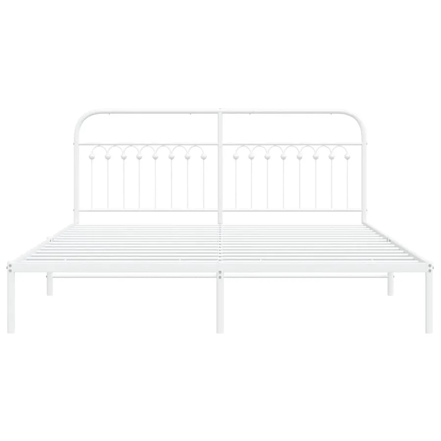 Cadre de lit métal sans matelas et tête de lit blanc 183x203 cm - 4
