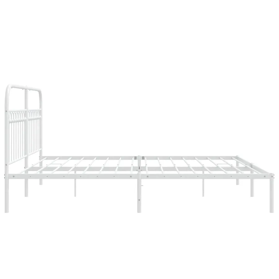 Cadre de lit métal sans matelas et tête de lit blanc 183x203 cm - 5