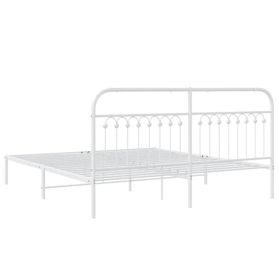 Cadre de lit métal sans matelas et tête de lit blanc 183x203 cm - 6