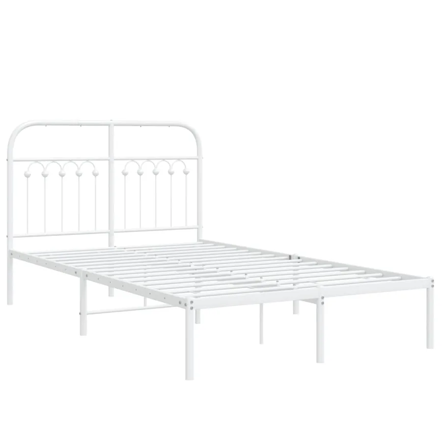 Cadre de lit métal sans matelas et tête de lit blanc 120x200 cm - 3