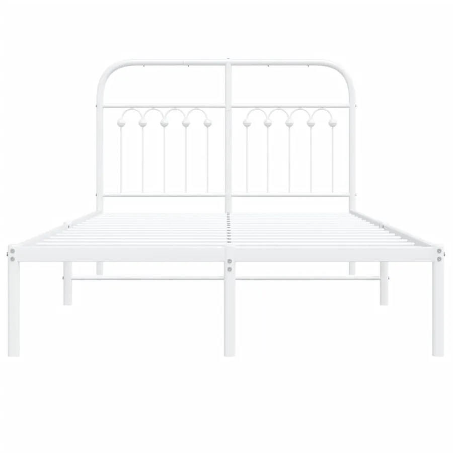 Cadre de lit métal sans matelas et tête de lit blanc 120x200 cm - 4