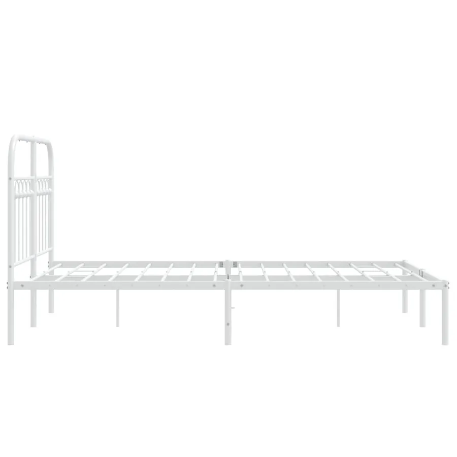Cadre de lit métal sans matelas et tête de lit blanc 120x200 cm - 5
