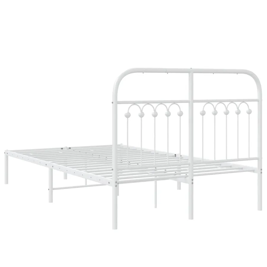 Cadre de lit métal sans matelas et tête de lit blanc 120x200 cm - 6