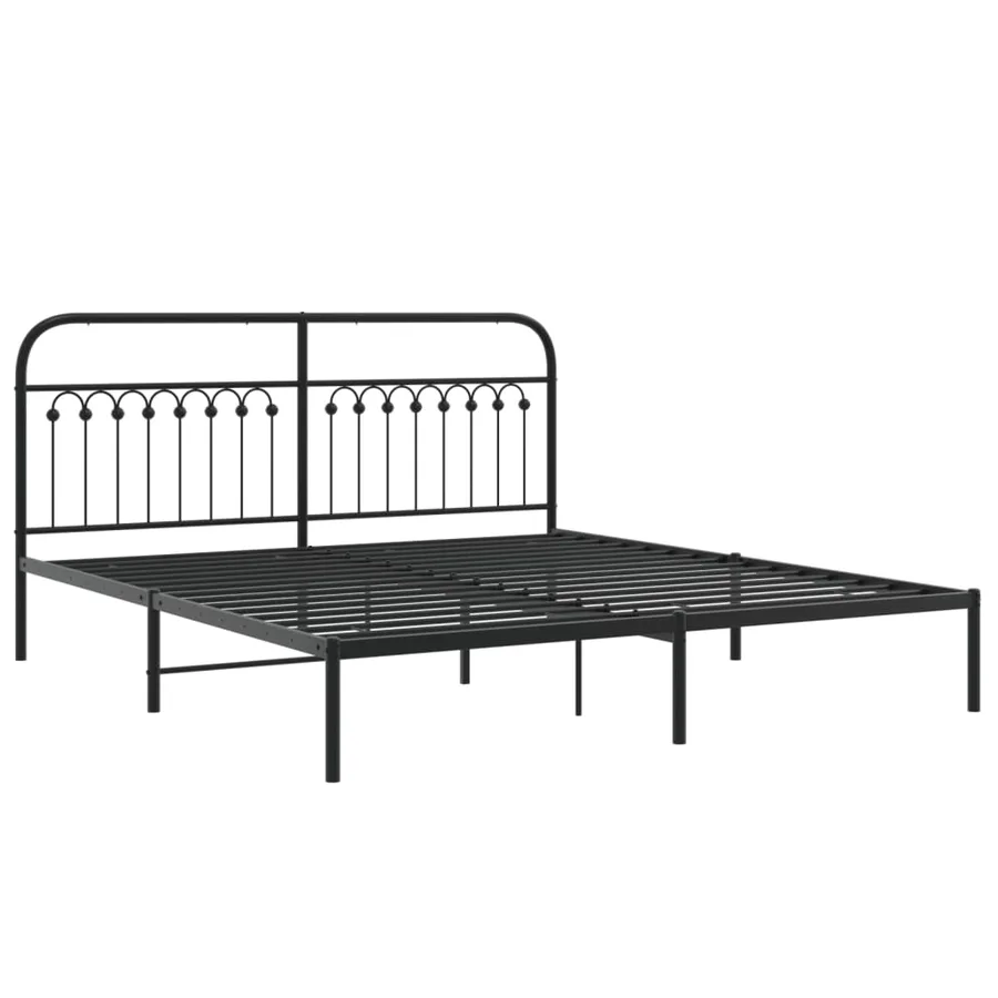 Cadre de lit métal sans matelas avec tête de lit noir 183x213cm - 3