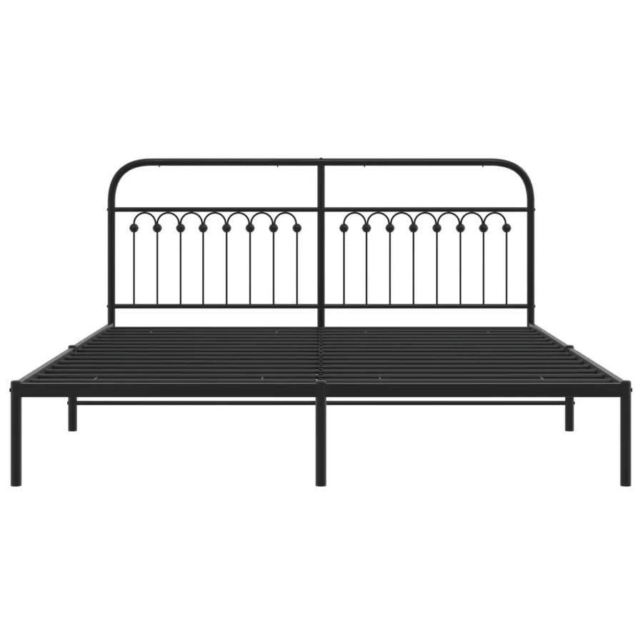 Cadre de lit métal sans matelas avec tête de lit noir 183x213cm - 4