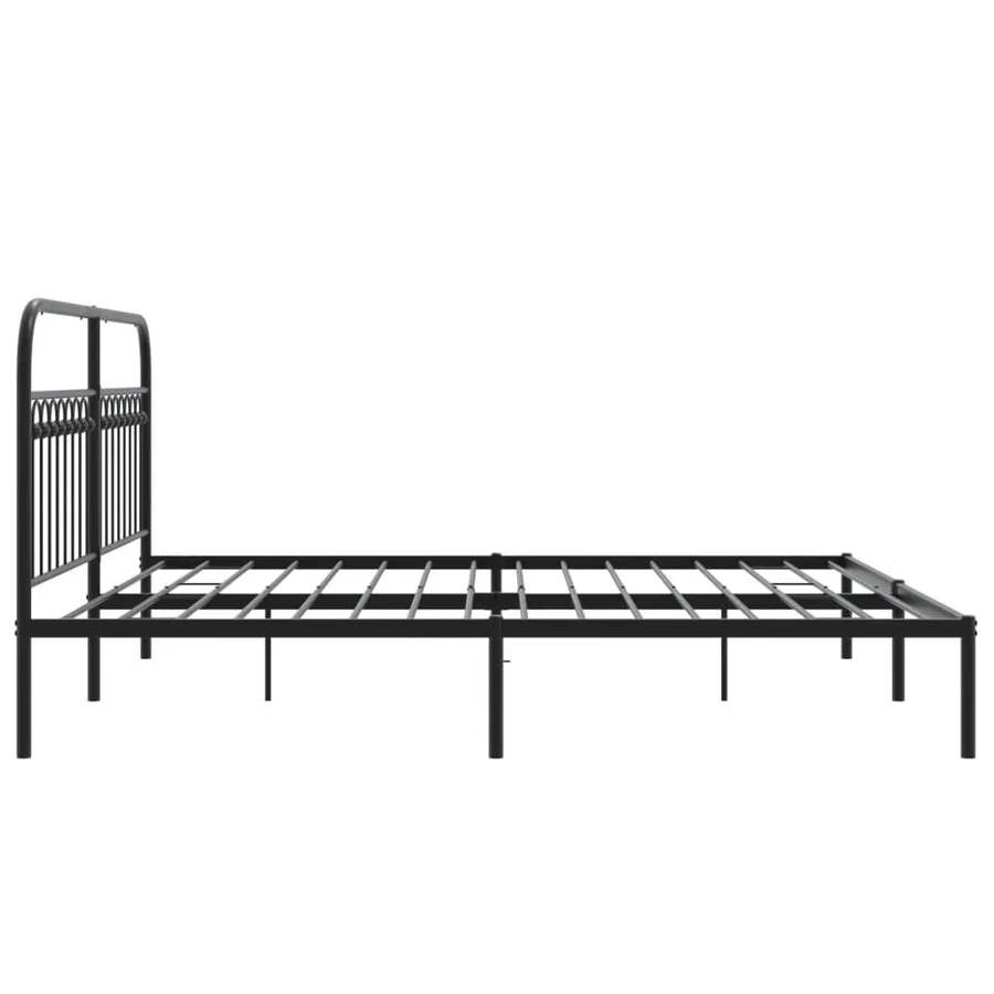 Cadre de lit métal sans matelas avec tête de lit noir 183x213cm - 5