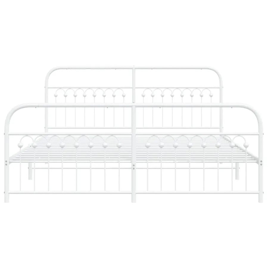 Cadre de lit métal sans matelas et pied de lit blanc 183x213 cm - 4