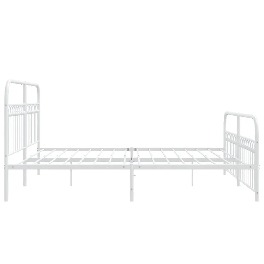 Cadre de lit métal sans matelas et pied de lit blanc 183x213 cm - 5