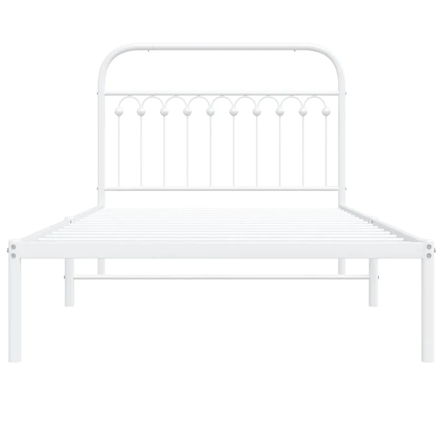 Cadre de lit métal sans matelas et tête de lit blanc 107x203 cm - 4