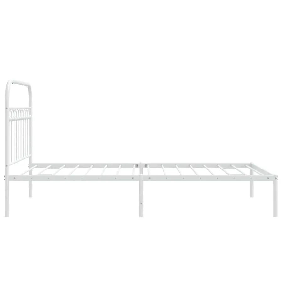 Cadre de lit métal sans matelas et tête de lit blanc 107x203 cm - 5