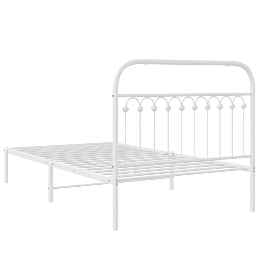 Cadre de lit métal sans matelas et tête de lit blanc 107x203 cm - 6