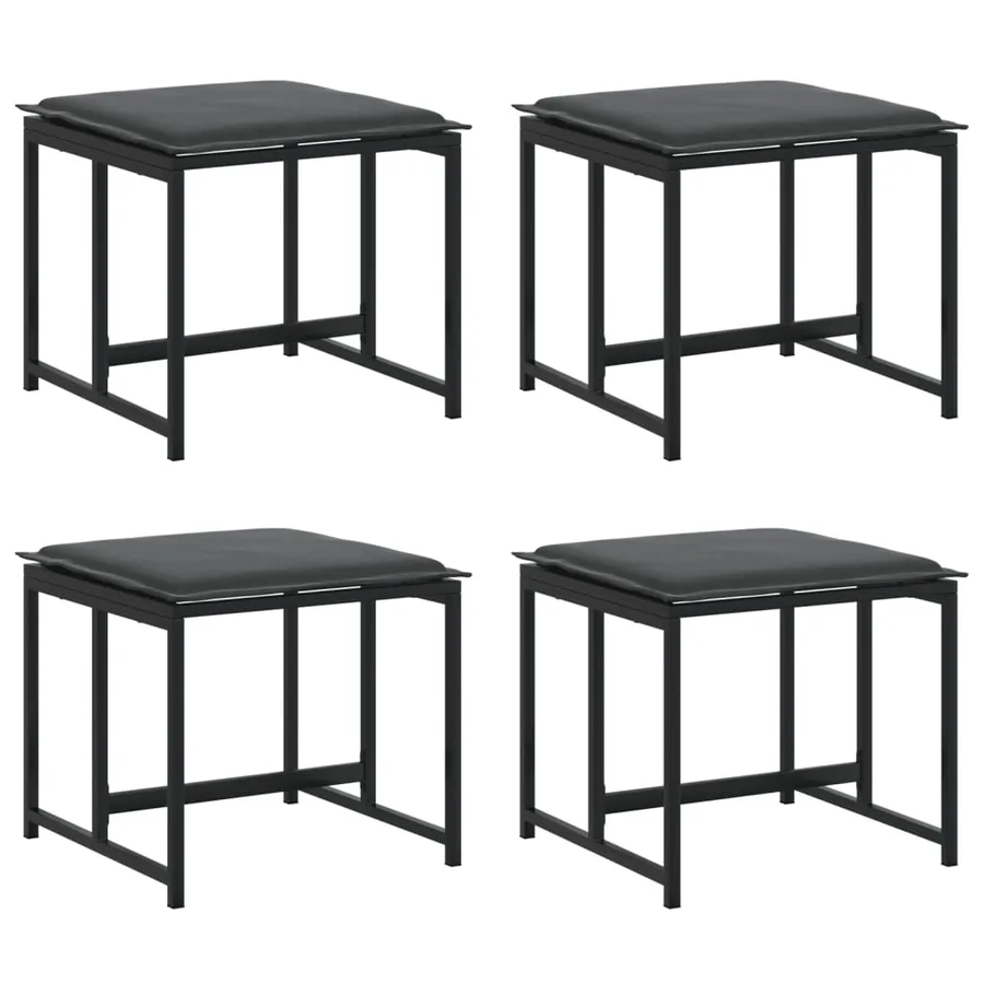Tabourets de jardin avec coussins lot de 4 noir acier/textilène - 2