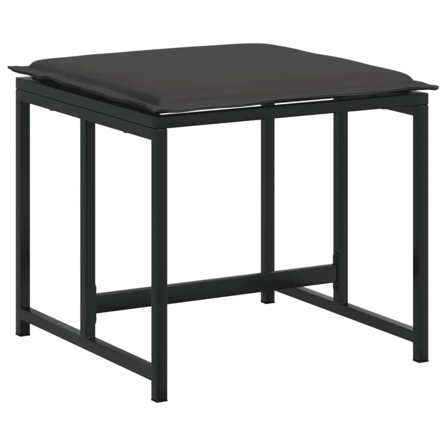 Tabourets de jardin avec coussins lot de 4 noir acier/textilène - 5