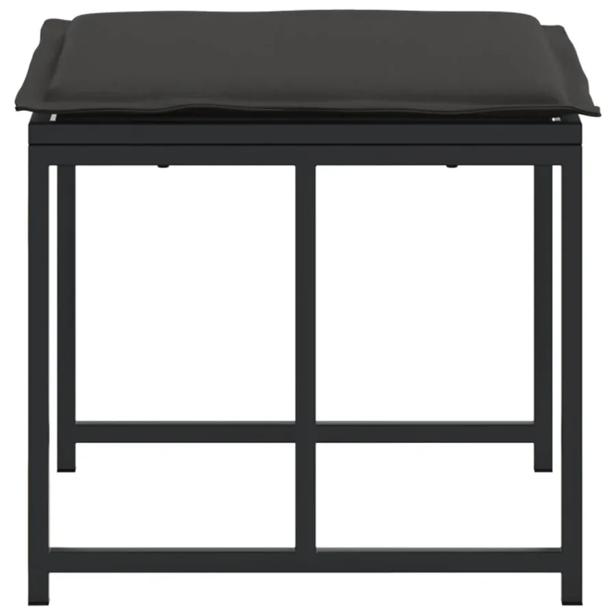 Tabourets de jardin avec coussins lot de 4 noir acier/textilène - 6