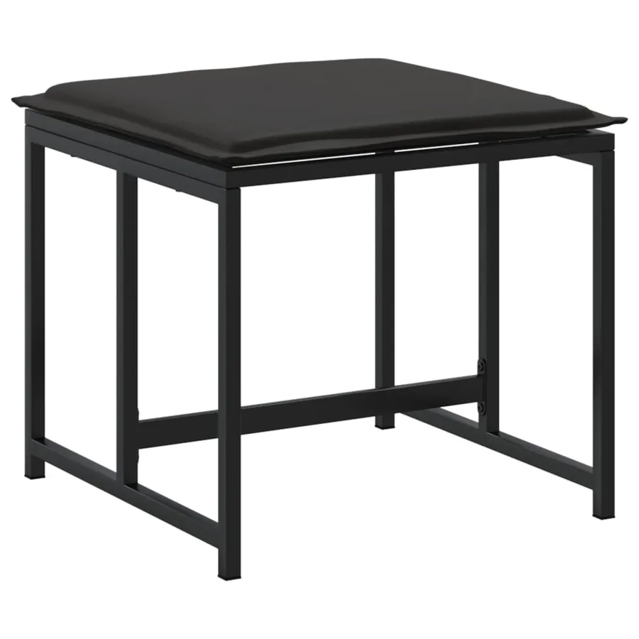 Tabourets de jardin avec coussins lot de 4 noir acier/textilène - 7