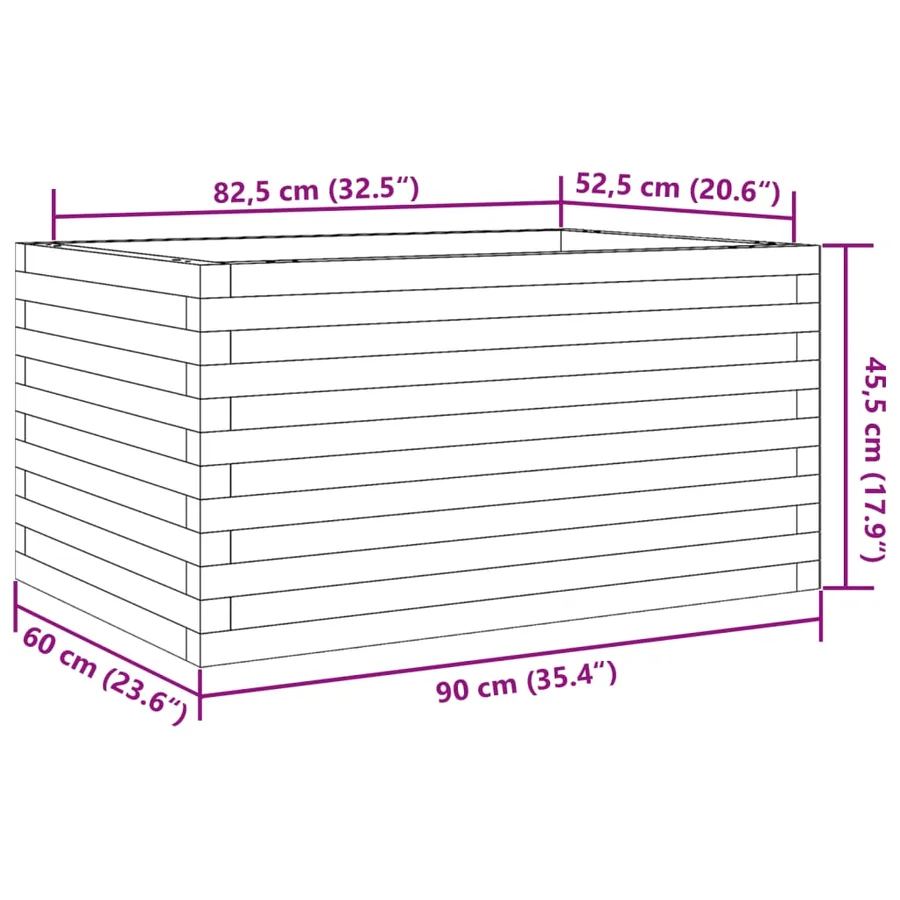 Jardinière 90x60x45,5 cm bois de pin massif - 10