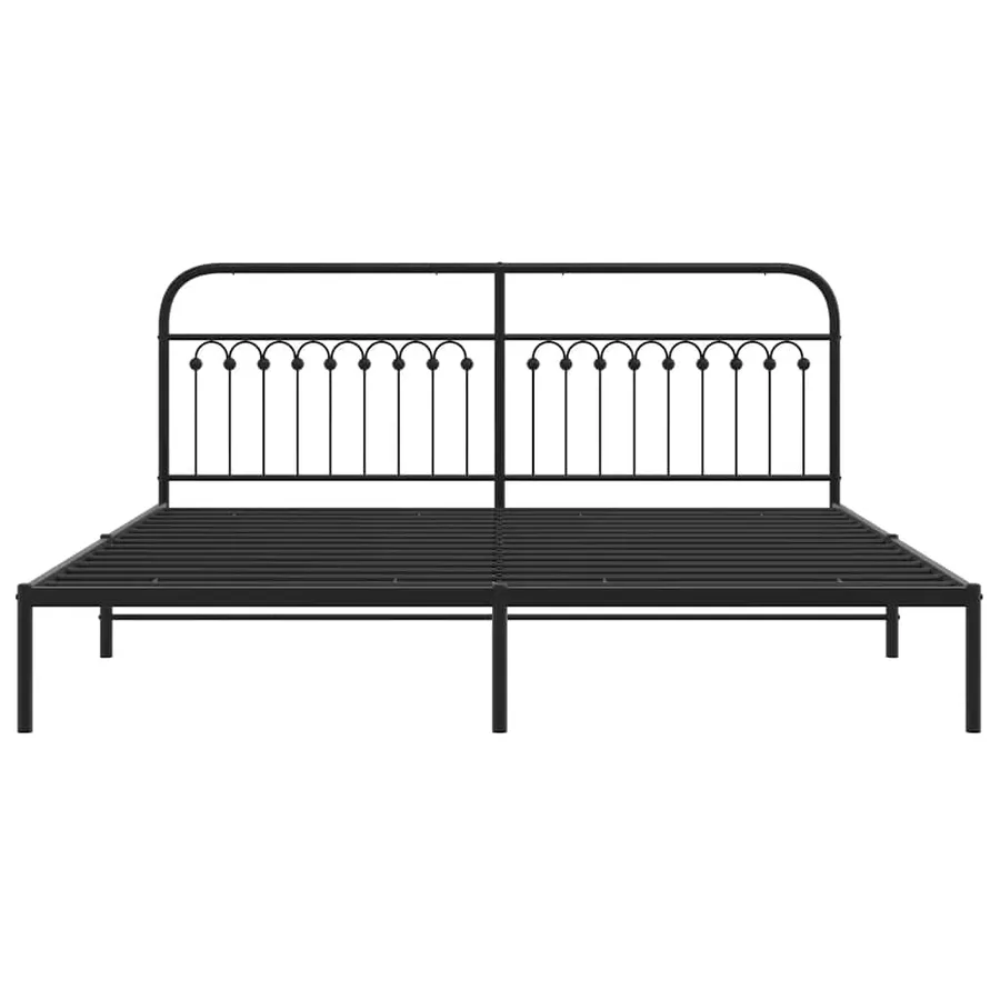 Cadre de lit métal sans matelas avec tête de lit noir 200x200cm - 4