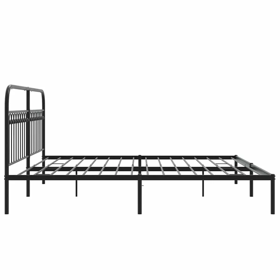 Cadre de lit métal sans matelas avec tête de lit noir 200x200cm - 5